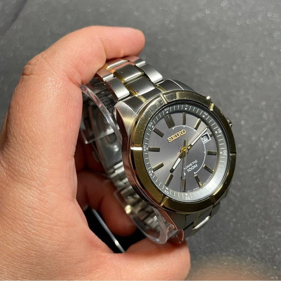Mens Seiko Kinetic Watch 5M62-0AD0 Water Resistant 100m New Capacitor Working - Picture 5 of 10